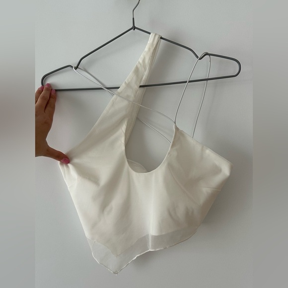Oh Polly White Asymmetrical Halter Crop Top Cutout Y2K Style - Picture 6 of 9